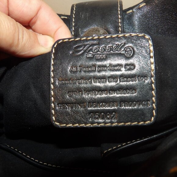 Vintage 90s Fossil Black Leather Hobo Bag #75032 - Picture 8 of 8